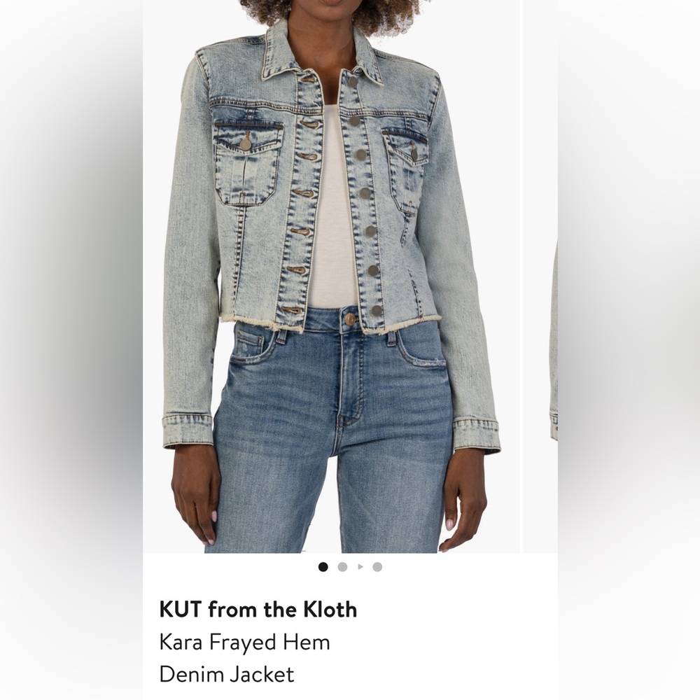 Kut from the Kloth Kara Freyed hem Denim Blue Women's Jacket large
